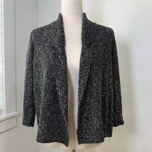 Eileen Fisher Jacket Womens Medium Linen Tweed Sweater Blazer Mesh Heavy Knit